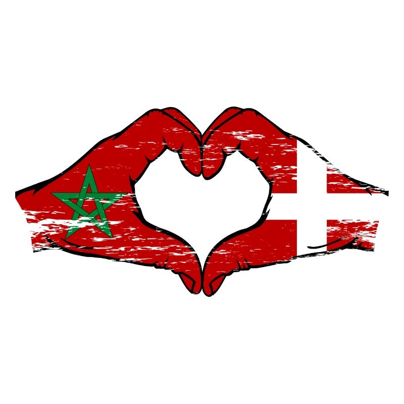 Maroc Danemark drapeau main forme coeur utilisé