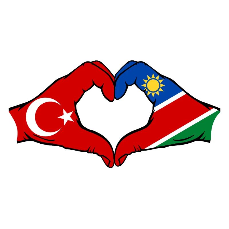 Türkiye Namibia flag hands heart shape