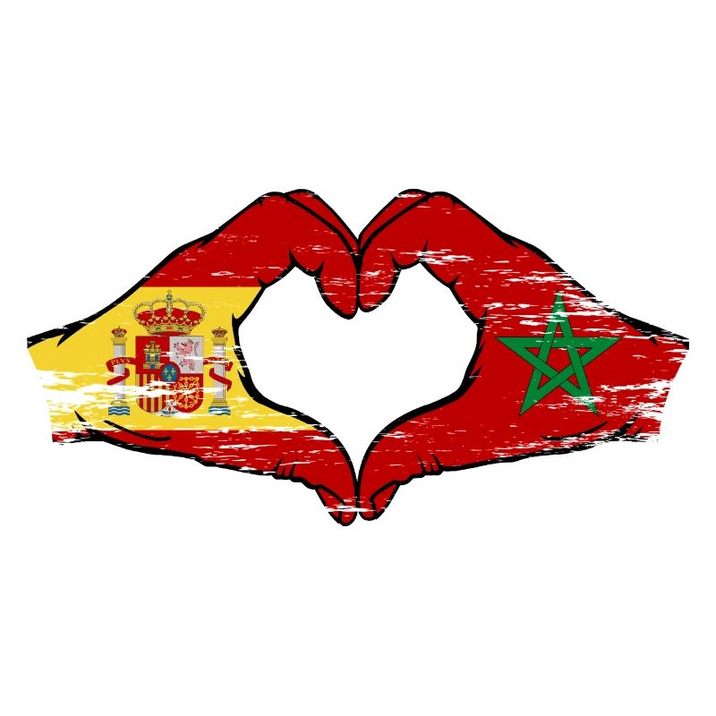 Mains utilisées pour le drapeau du drapeau de l’Espagne et du Maroc