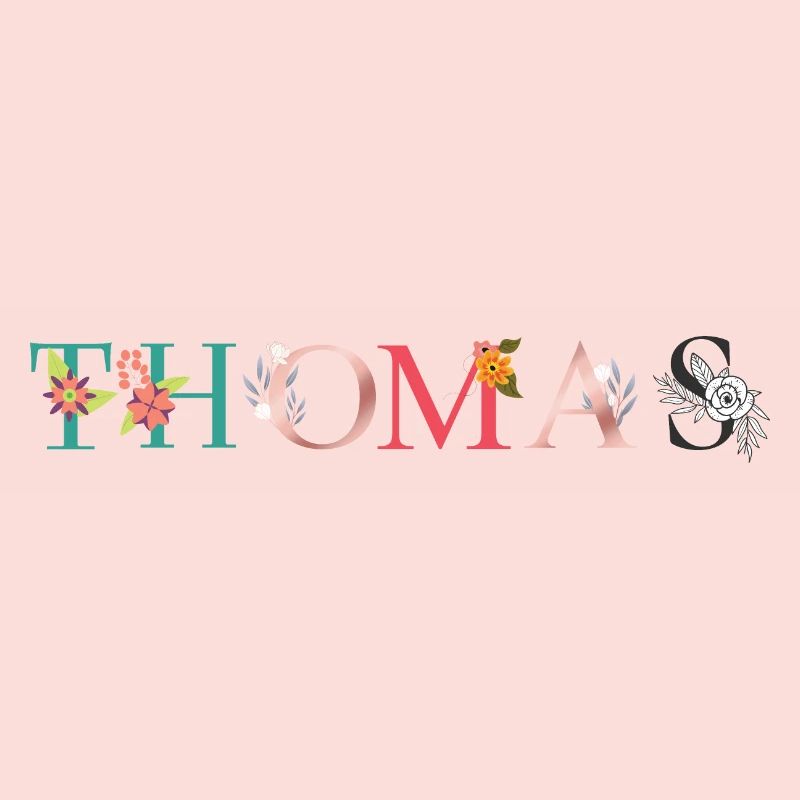 THOMAS ART DU NOM AVEC FLEURS BRODÉES