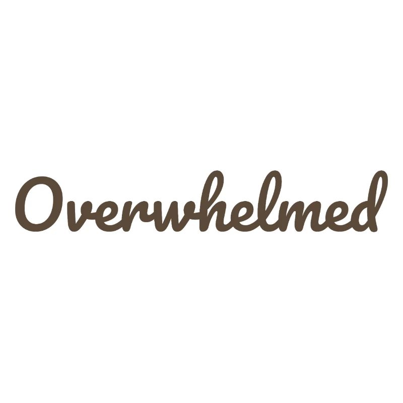 Overwhelms script text in brown