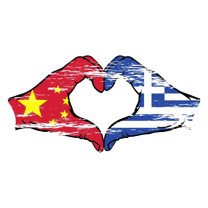 Chine Grèce Drapeau Mains Coeur Forme Utilisé