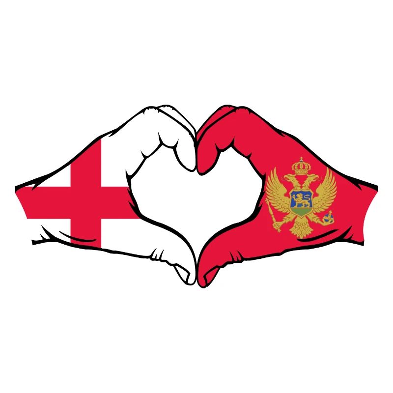 Angleterre Monténégro Drapeau Mains Coeur Forme