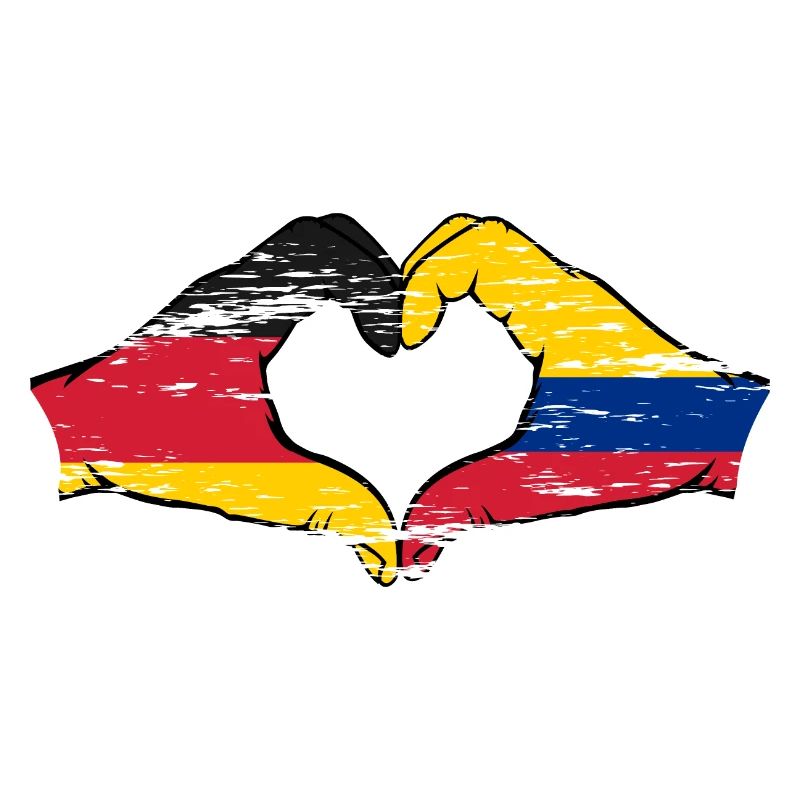 Allemagne Colombie drapeau mains forme de coeur utilisé