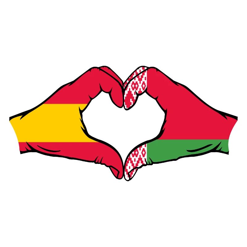 Espagne Biélorussie Drapeau Mains Coeur Forme
