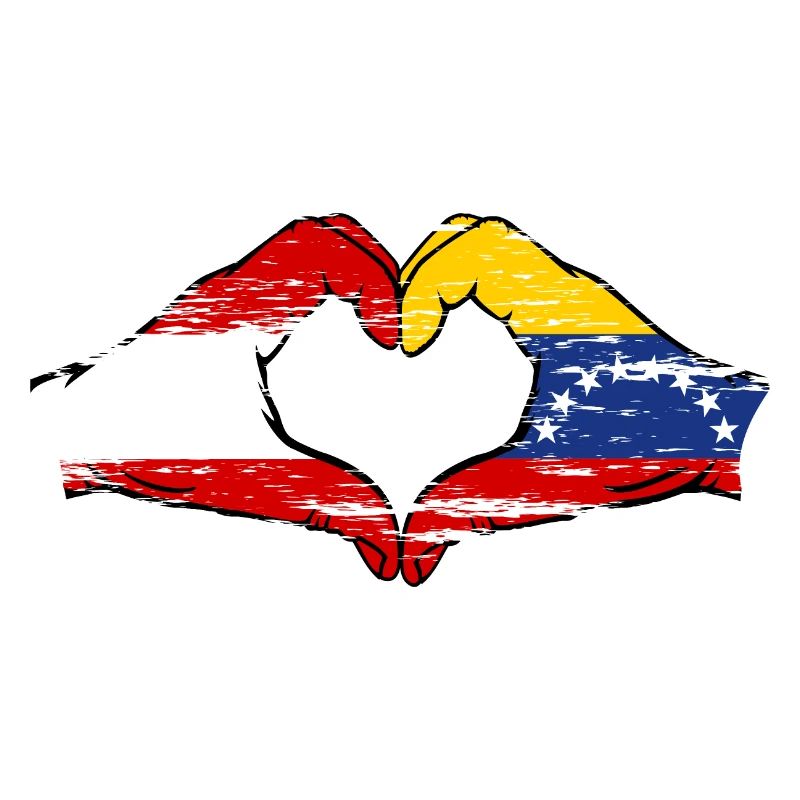 Autriche Venezuela drapeau mains forme de coeur utilisé