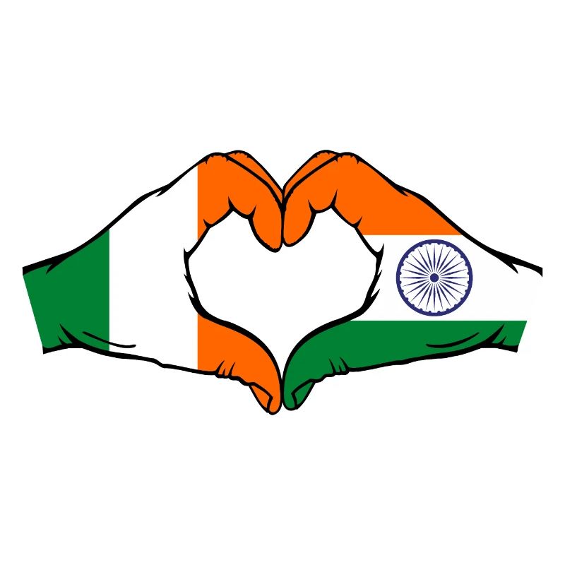 Irlande Inde Drapeau Mains Coeur Forme