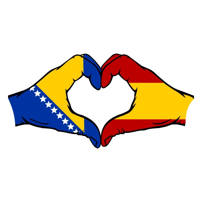 Bosnie Espagne Drapeau Mains Coeur Forme