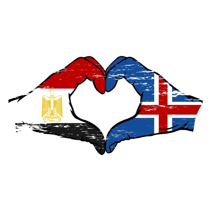 Égypte Islande drapeau mains forme de coeur utilisé