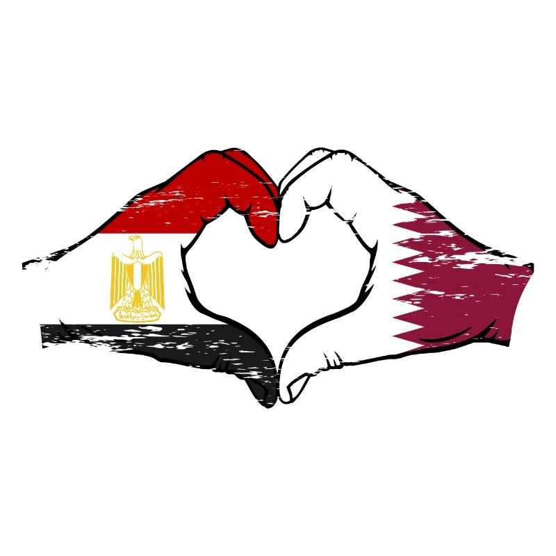 Égypte Qatar drapeau mains forme de coeur utilisé