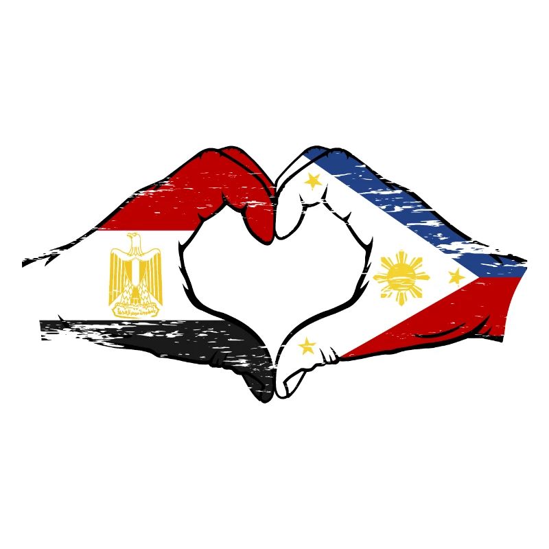Égypte Philippines drapeau mains forme de coeur utilisé