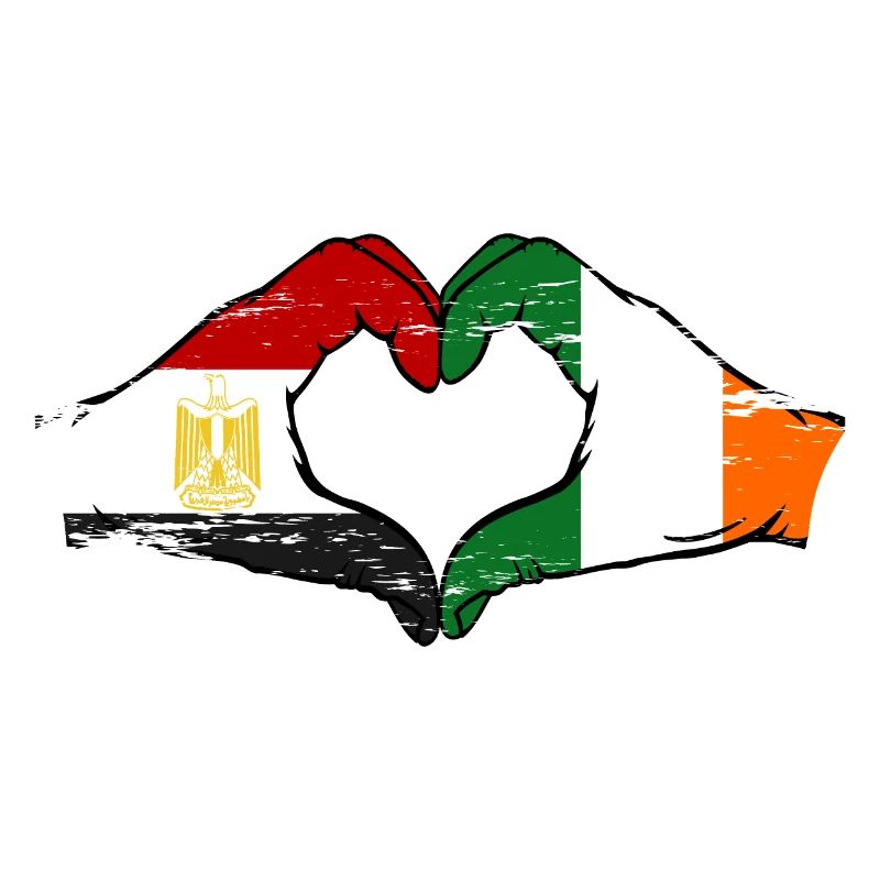 Egypte Irlande Drapeau Mains Coeur Forme Utilisé