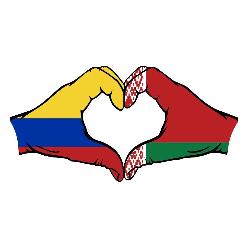 Colombie Biélorussie Drapeau Mains Coeur Forme
