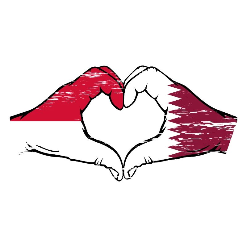 Drapeau Monaco Qatar main coeur Utilisé