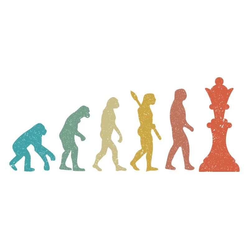 Évolution de l’Homme vers le Roi Échecs Humour