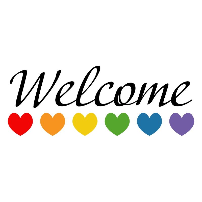 Regenbogenherzchen Welcome schwarz