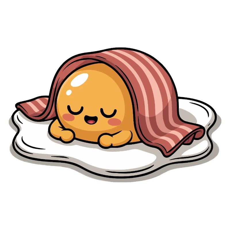 Sleeping Egg With Bacon Cartoon