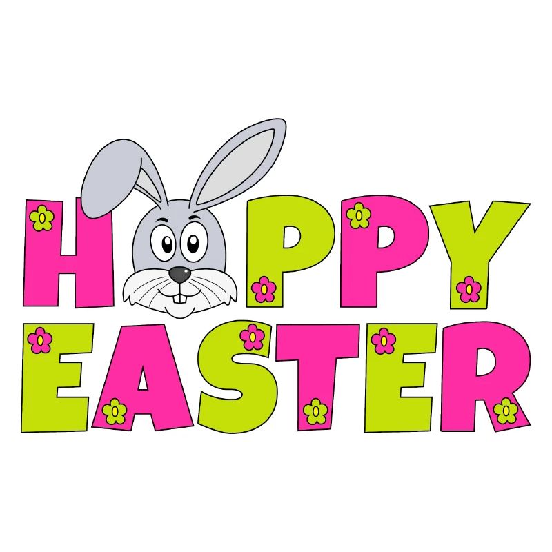 Happy Easter Easter Flowers Rabbit Hoppy Easter