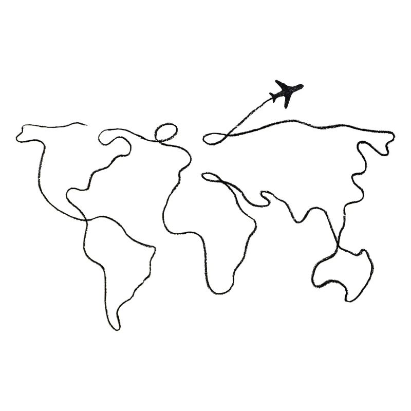 World Map with Plane