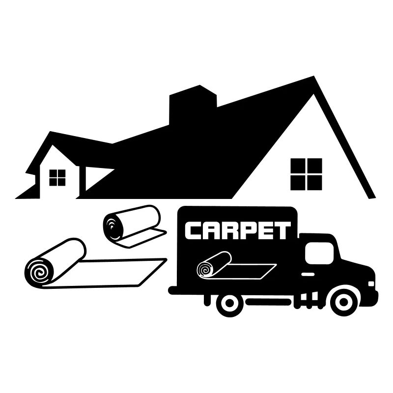 Teppichrollen Logo mit Haus und Auto