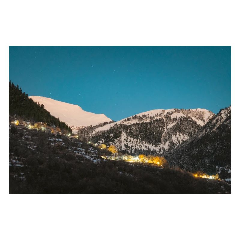Alpen Glow On Agrafa mountain range in Greece