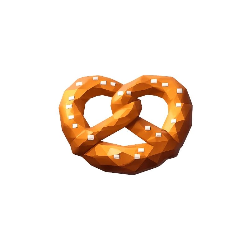 Low Poly Orange Polygonal Pretzel
