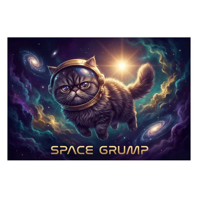 Space Grump Space Cat Néon