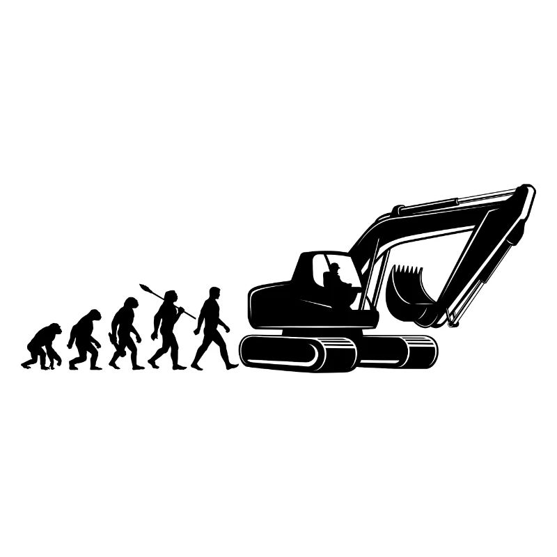 Evolution - conduite d'une excavatrice - chantier de construction, ouvrier du bâtiment