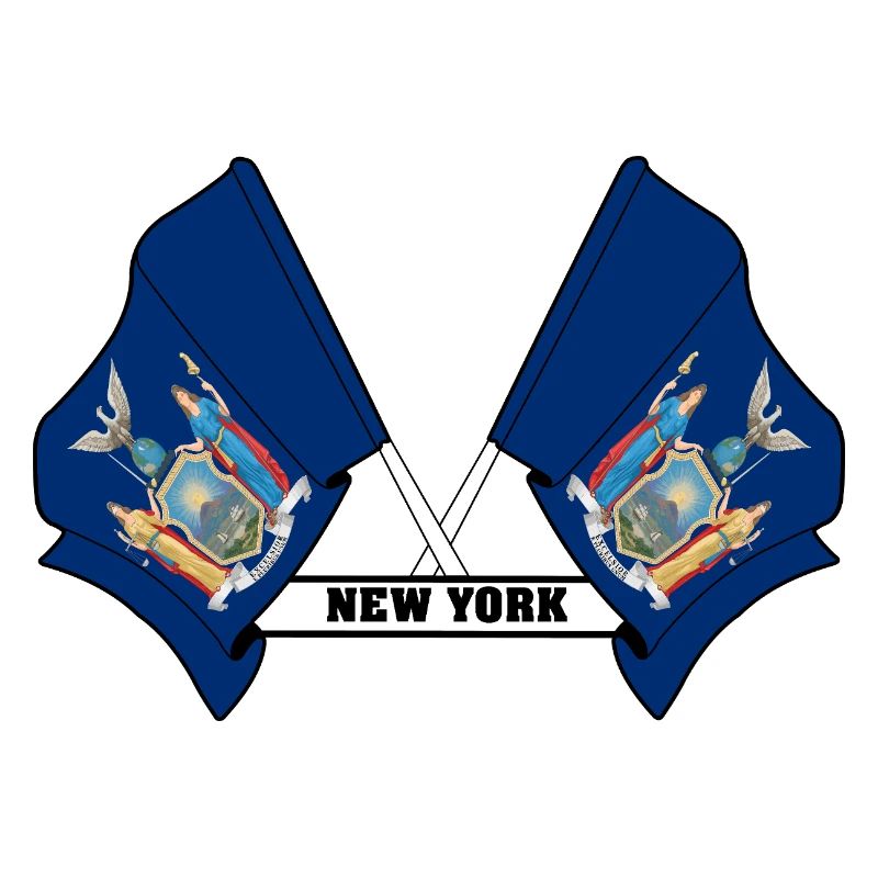 Deux drapeaux texte NEW YORK