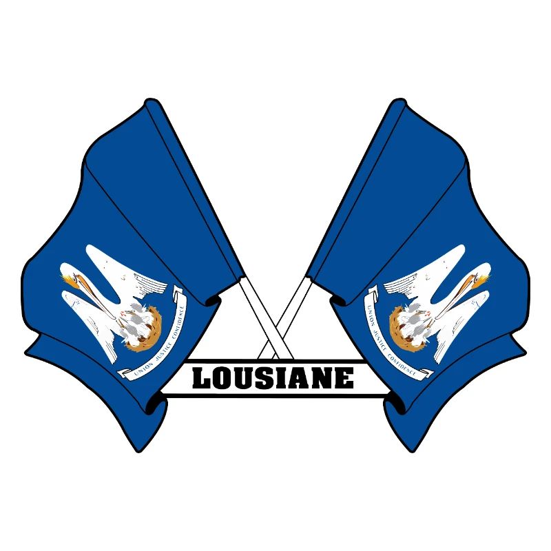 Two flags text LOUSIANE