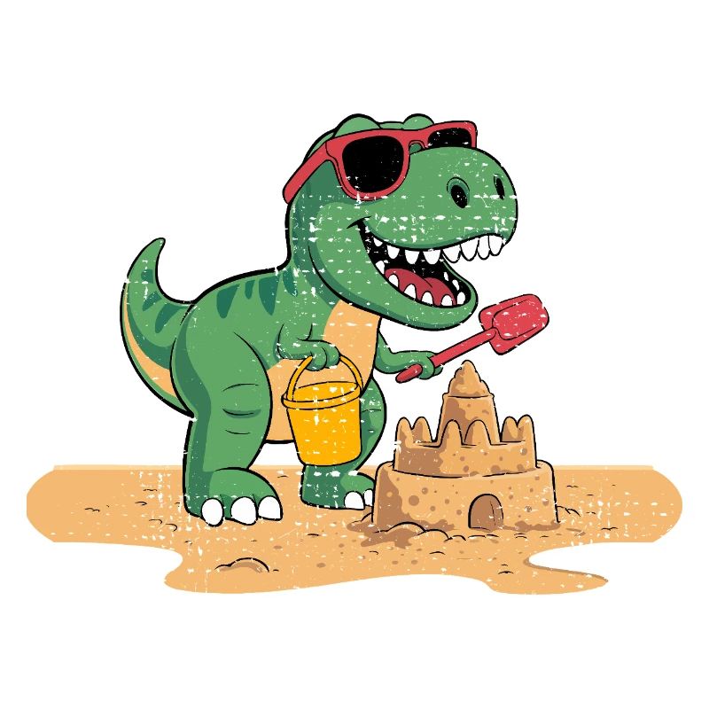 Conception ludique de château de sable de dinosaure