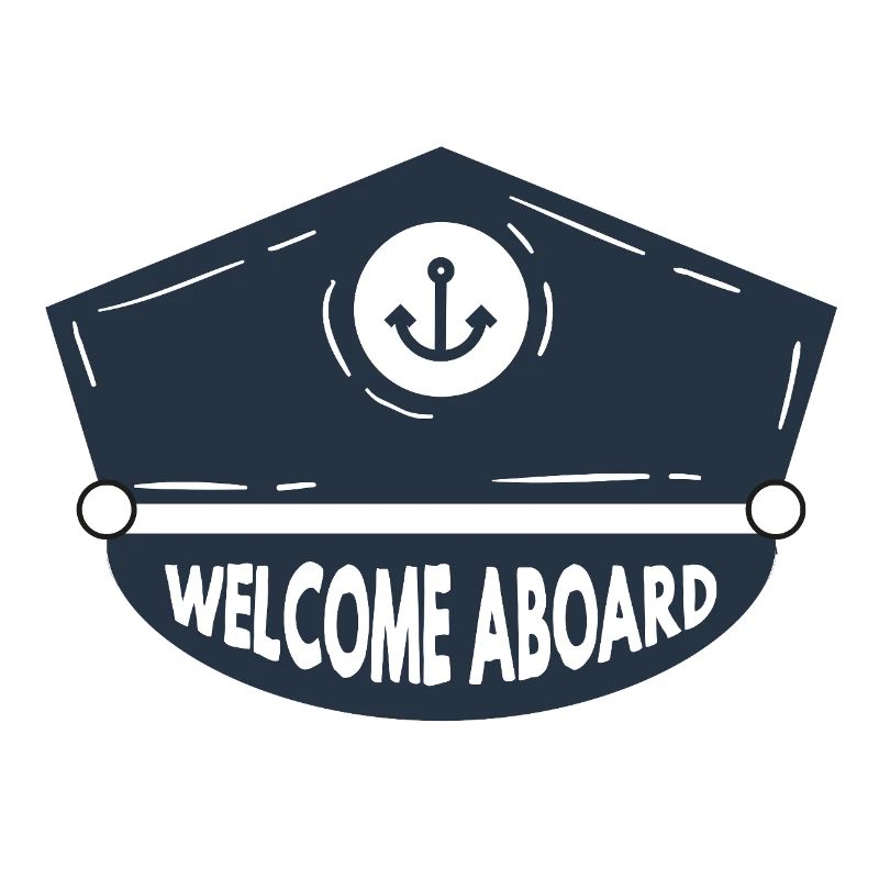 Nautic Design Welcome Aboard Anchor Patch Cap Navy