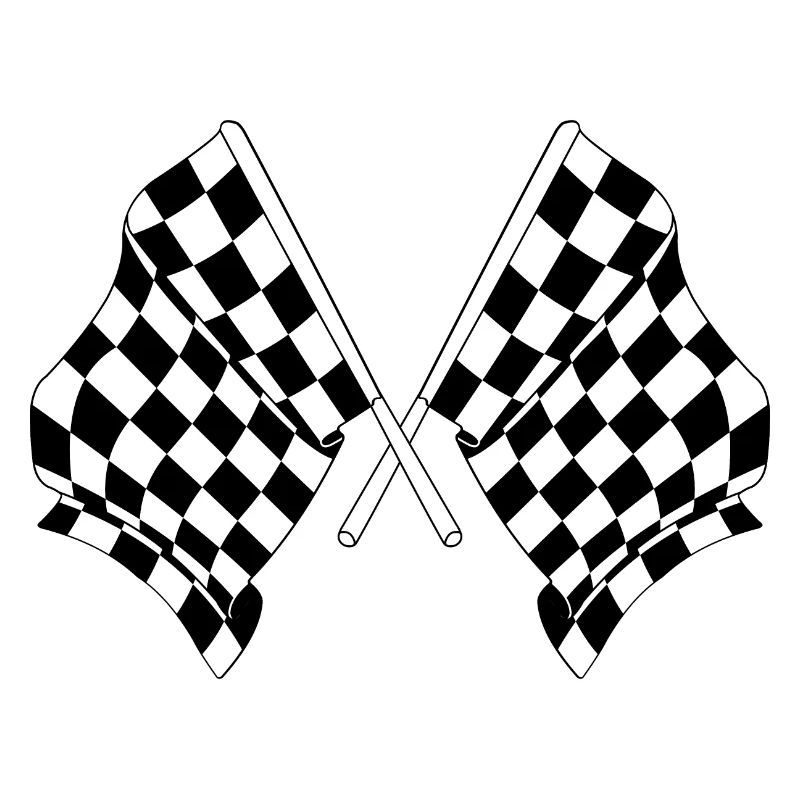 Deux drapeaux de course automobile croisés départ arrivée
