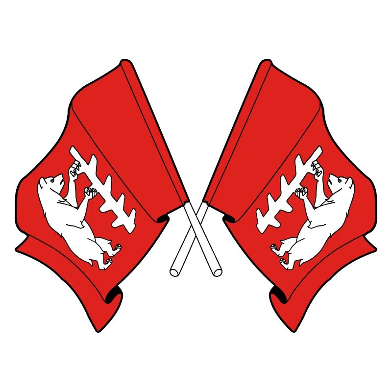 Two Crossed Warwickshire Flags