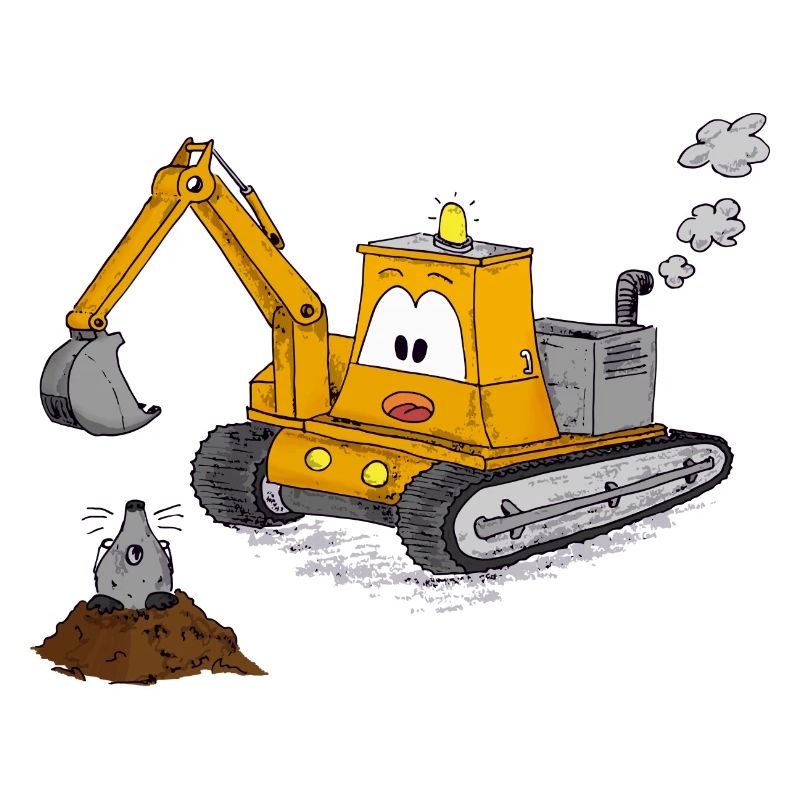 Excavator mole crane construction site builder guys