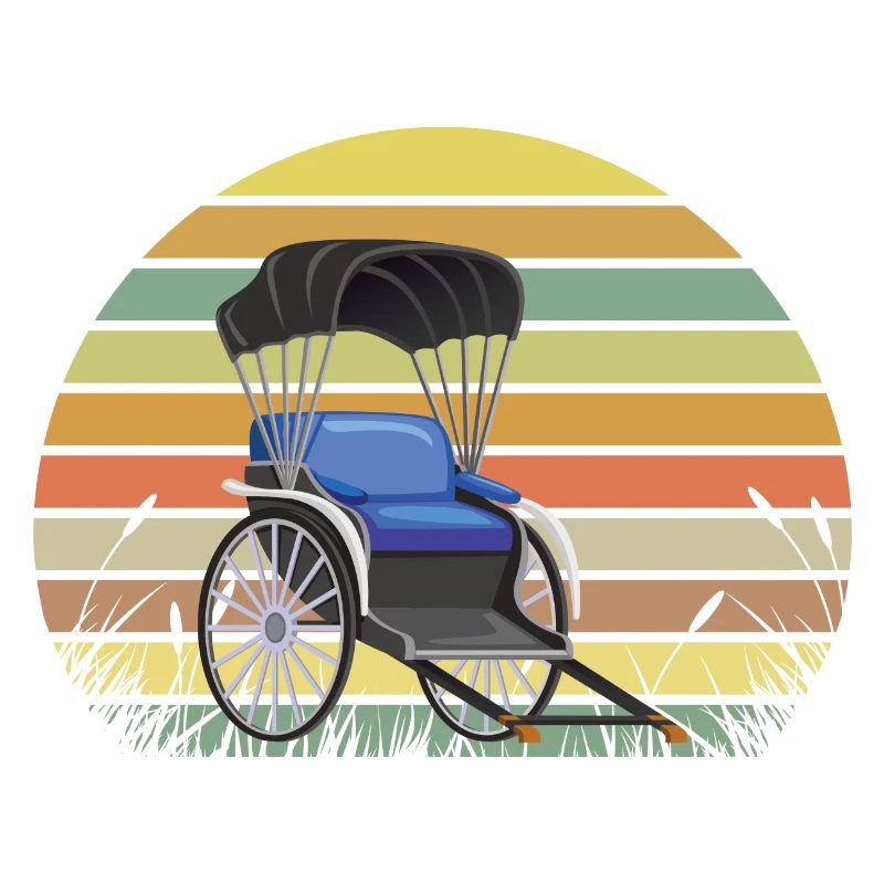Rickshaw Sunset Retro Meadow