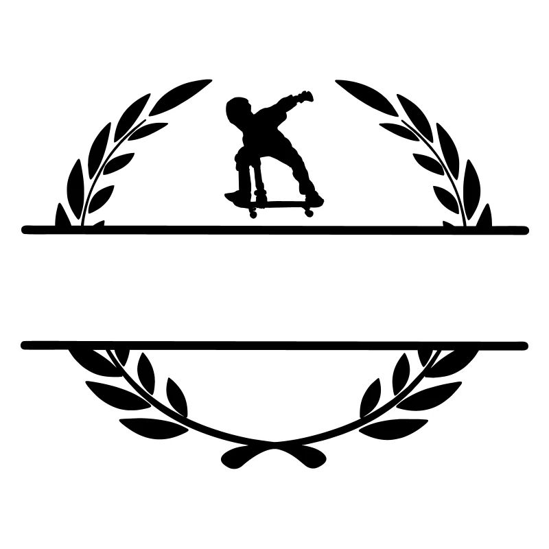 Monogramme skateborder dans une couronne de laurier
