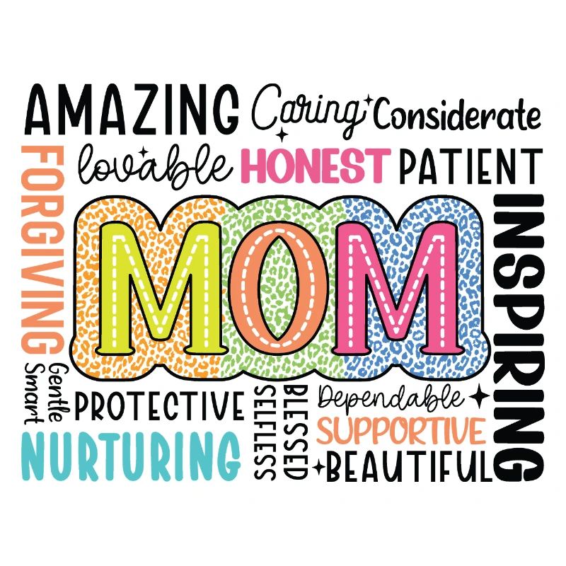 Buntes MOM Tribute Typo-Design Muttertag Geschenk