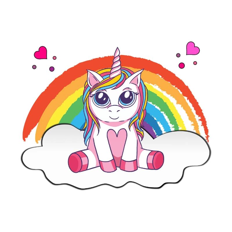 Magical Unicorn on Cloud with Rainbow
