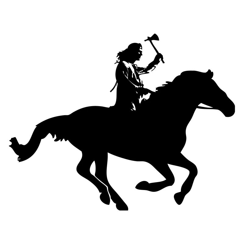 Indianer auf Pferd mit Tomerhawk