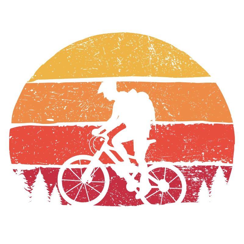 Zwillingsradfahrer Sonnenuntergangs-Silhouette