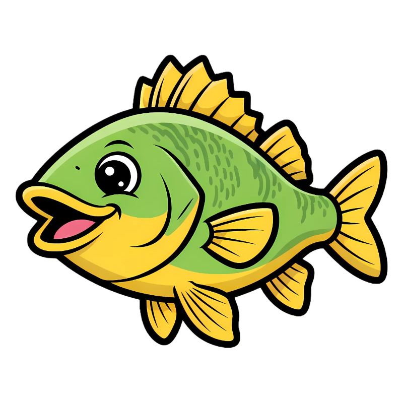 Süßer Flussbarsch Comic Fisch Bunt