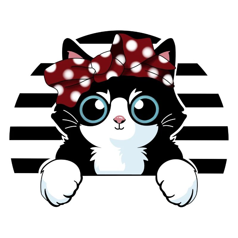 Chat blanc noir avec boucle