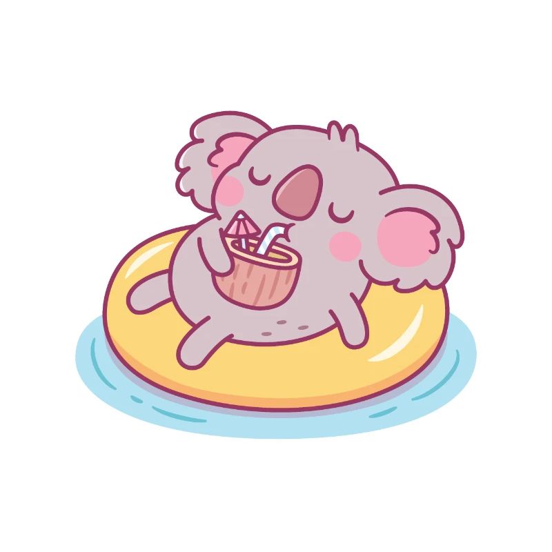 Mignon Koala Chilling Sur Piscine Float Été