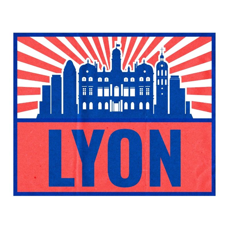 Lyon Skyline BlueRed Rétro