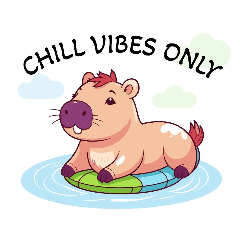 Cute Capybara - Water Glow on Surfboard