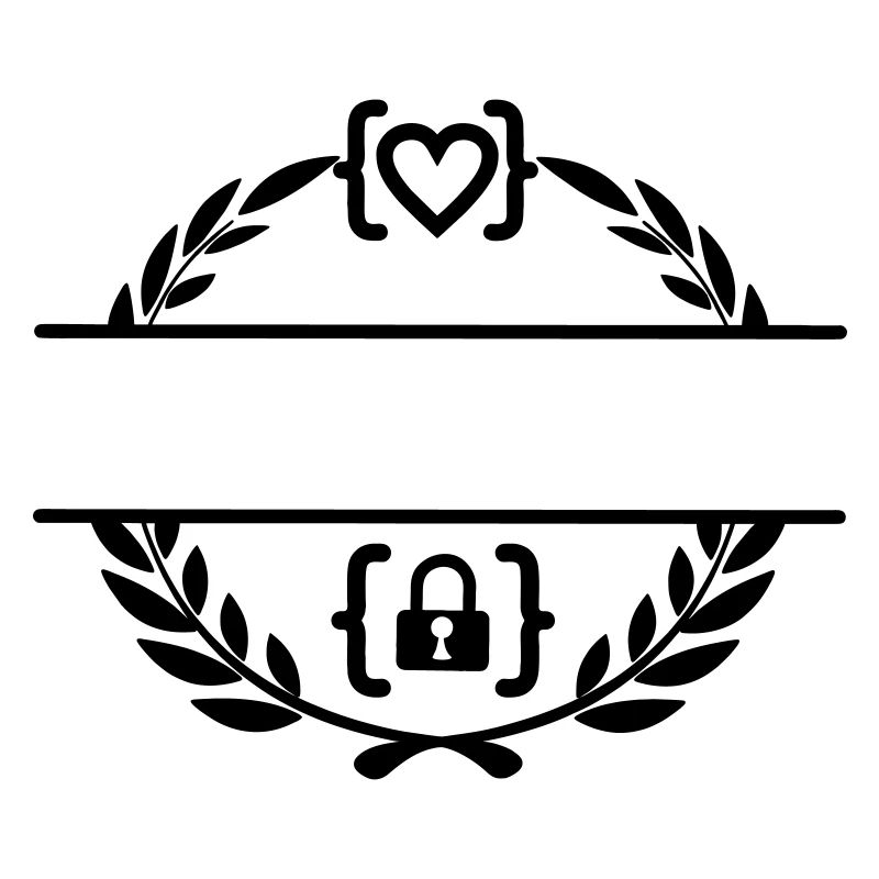 Code with heart and code with lock in laurel wreath m
