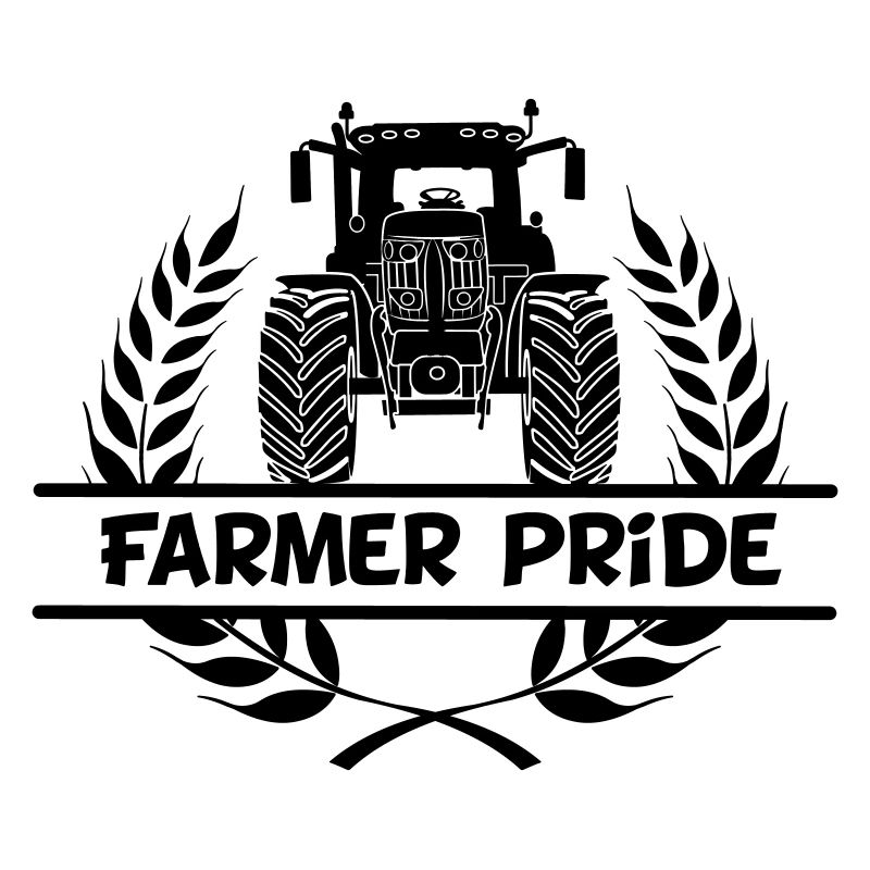 ractor in laurel wreath with text Farmer pride