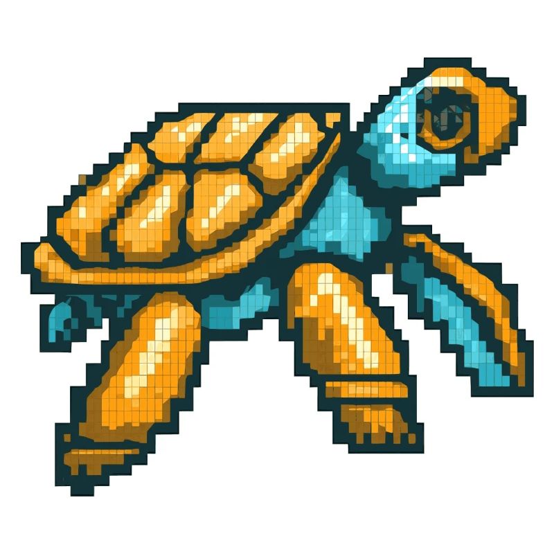 Tortue de mer dans des graphismes 8 bits nostalgiques