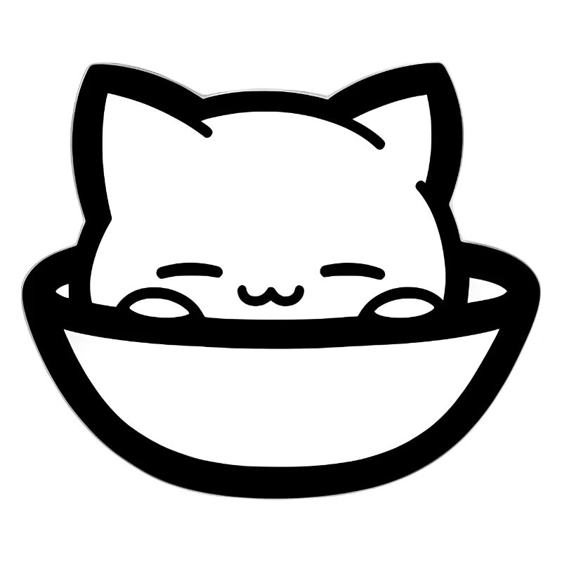 Chat confortable dans une gamelle